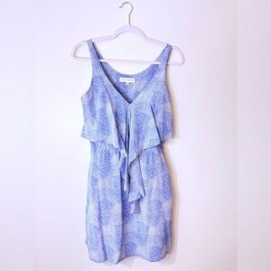 Amanda Uprichard Blue & White Sleeveless Mini Dress